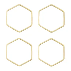22mm Small Hexagon Beadable Frame Connector in Gold Plated Brass from the Geo Collection (4 Pieces)