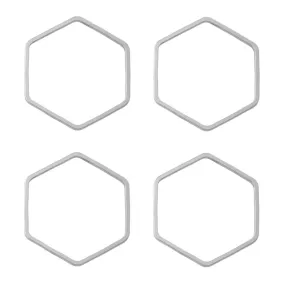 22mm Small Hexagon Beadable Frame Connector in Rhodium Plated Brass from the Geo Collection (4 Pieces)