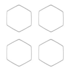 30mm Medium Hexagon Beadable Frame Connector in Rhodium Plated Brass from the Geo Collection (4 Pieces)