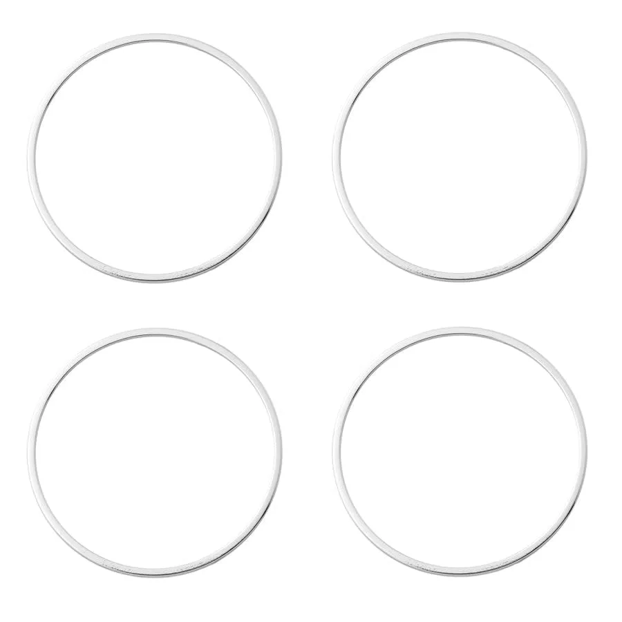 30mm Small Circle Beadable Frame Connector in Rhodium Plated Brass from the Geo Collection (4 Pieces)