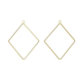 38x30mm Diamond Shaped Pendant/Beadable Frame Component in Gold Plated Brass from the Geo Collection (1 Pair)