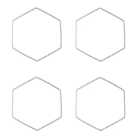 40mm Large Hexagon Beadable Frame Connector in Rhodium Plated Brass from the Geo Collection (4 Pieces)