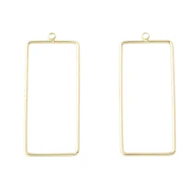 46x20mm Rectangle Pendant/Beadable Frame Component in Gold Plated Brass from the Geo Collection (1 Pair)