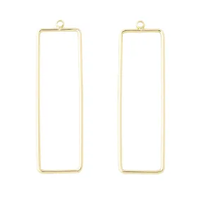 52x15mm Elongated Rectangle Pendant/Beadable Frame Component in Gold Plated Brass from the Geo Collection (1 Pair)
