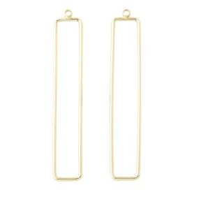 60x10mm Elongated Rectangle Pendant/Beadable Frame Component in Gold Plated Brass from the Geo Collection (1 Pair)