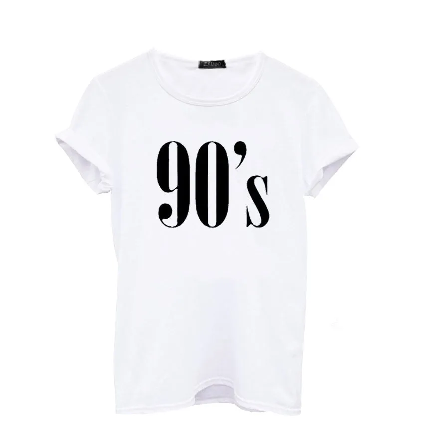 90's Letters Women T shirt Casual Funny tshirts For Lady Top Tee