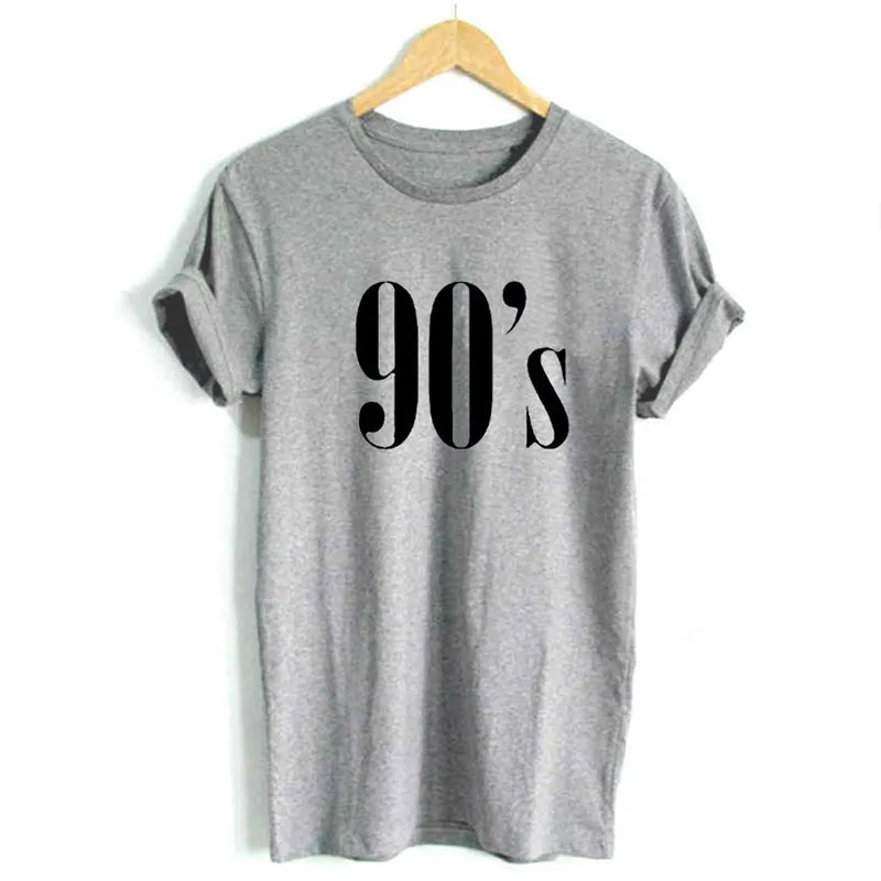 90's Letters Women T shirt Casual Funny tshirts For Lady Top Tee