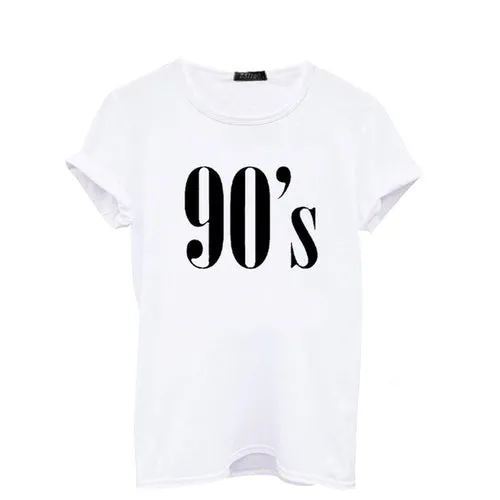 90's Letters Women T shirt Casual Funny tshirts For Lady Top Tee