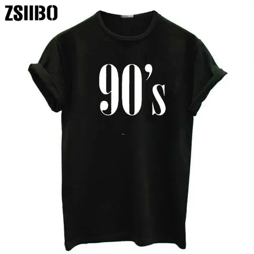 90's Letters Women T shirt Casual Funny tshirts For Lady Top Tee