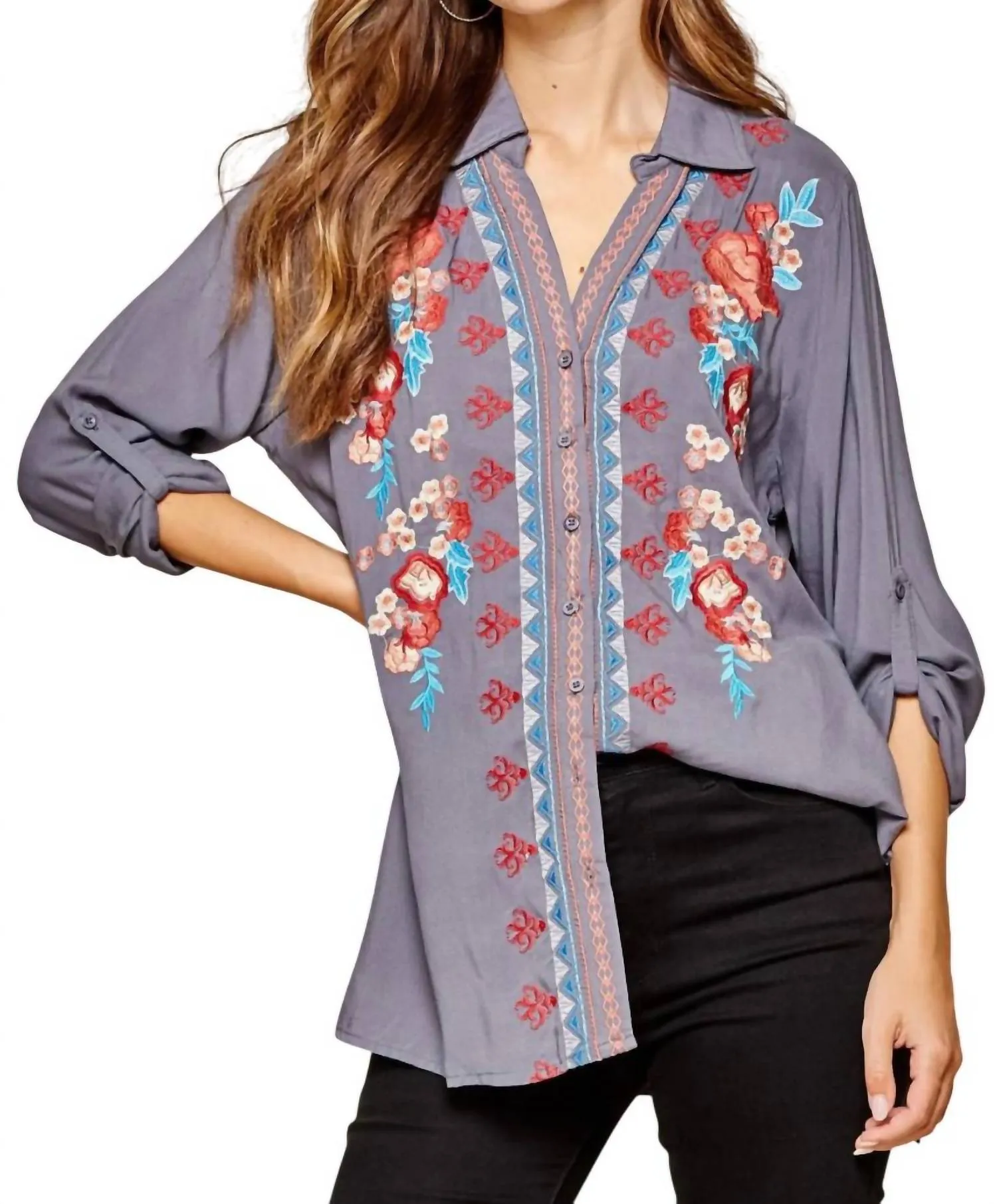 Andree By Unit - Floral Embroidered Tunic