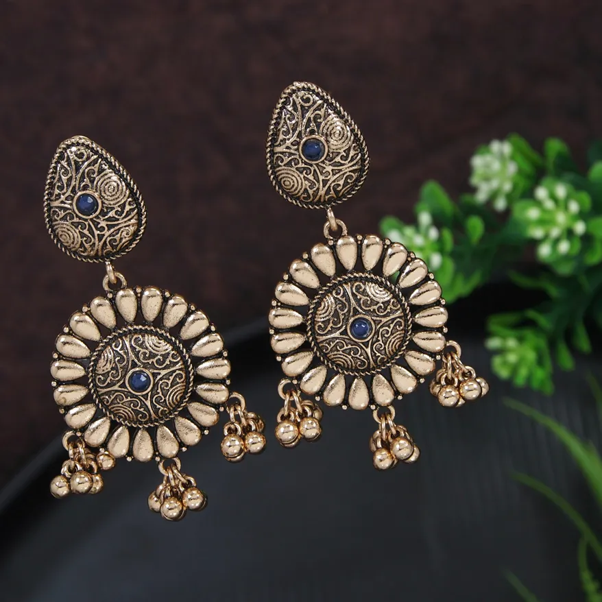 Antique Gold/Silver Plated Floral Trendy Drop Earring