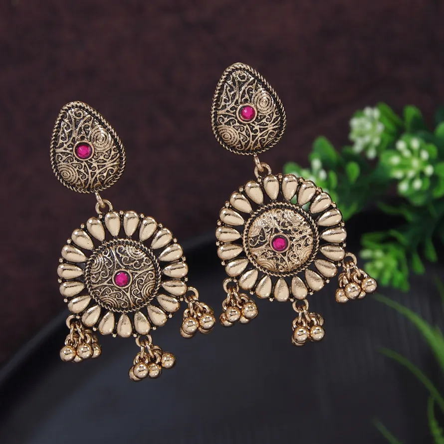 Antique Gold/Silver Plated Floral Trendy Drop Earring