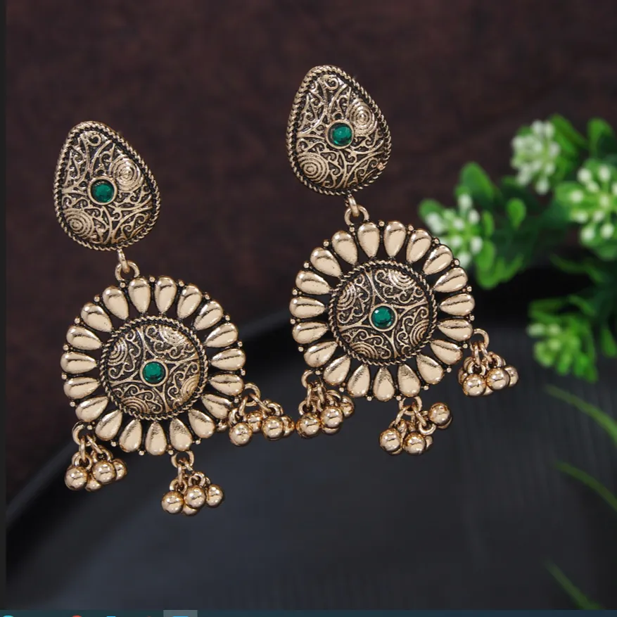 Antique Gold/Silver Plated Floral Trendy Drop Earring