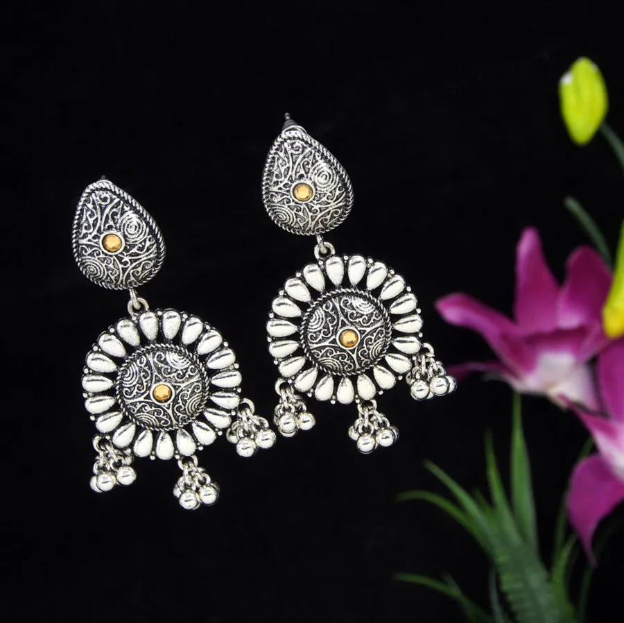 Antique Gold/Silver Plated Floral Trendy Drop Earring