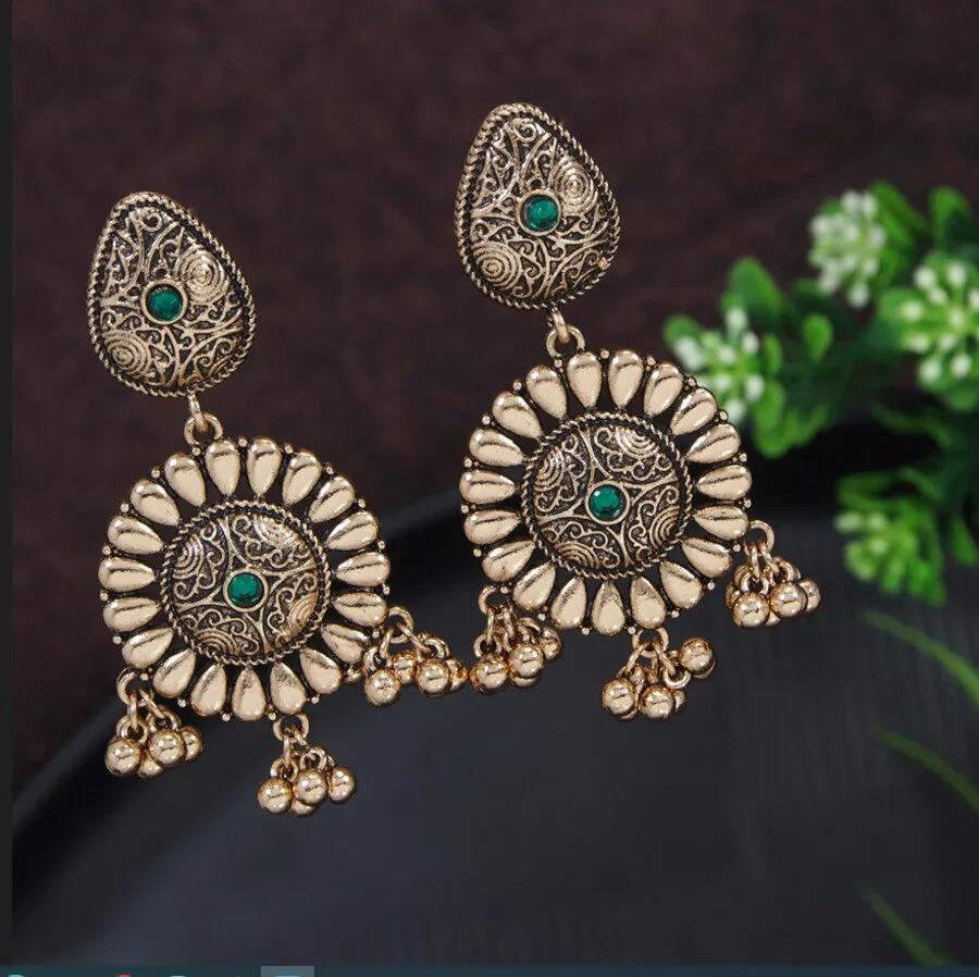 Antique Gold/Silver Plated Floral Trendy Drop Earring