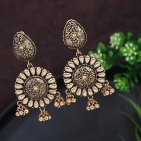 Antique Gold/Silver Plated Floral Trendy Drop Earring