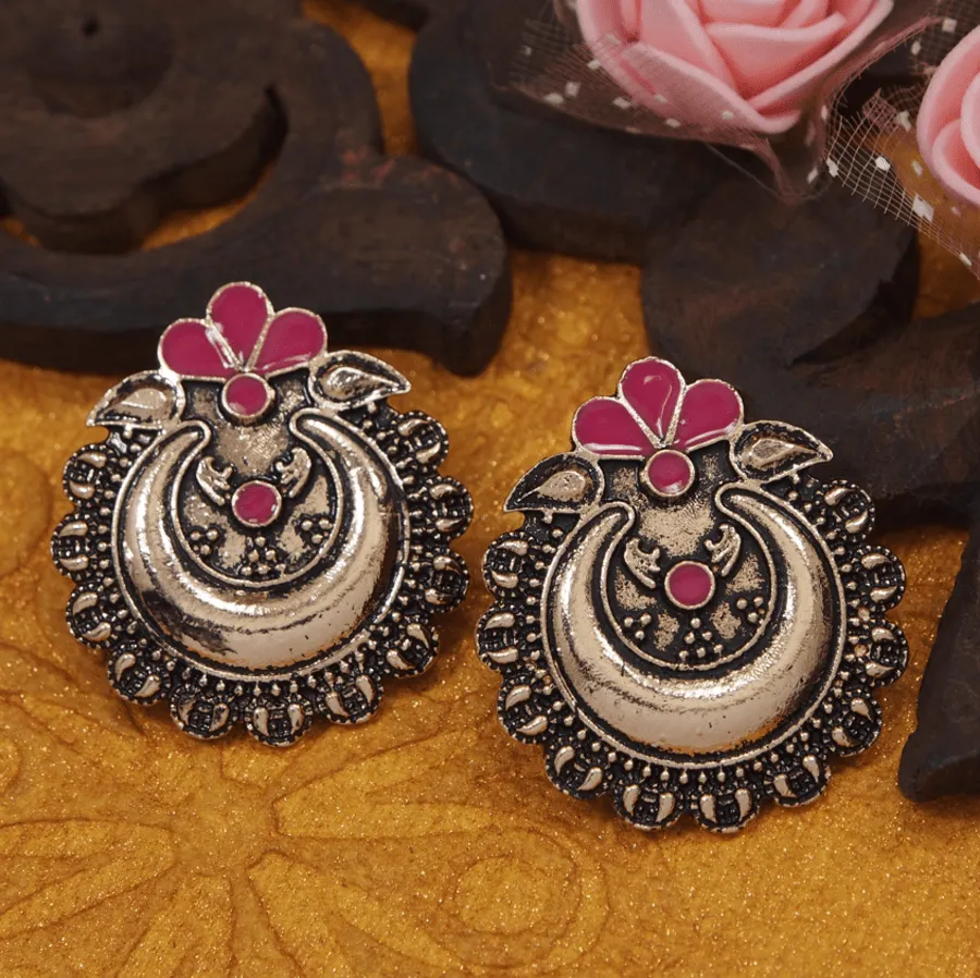Antique Gold/Silver Plated Half Moon Shaped Stud Earring