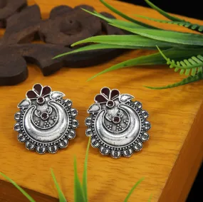 Antique Gold/Silver Plated Half Moon Shaped Stud Earring
