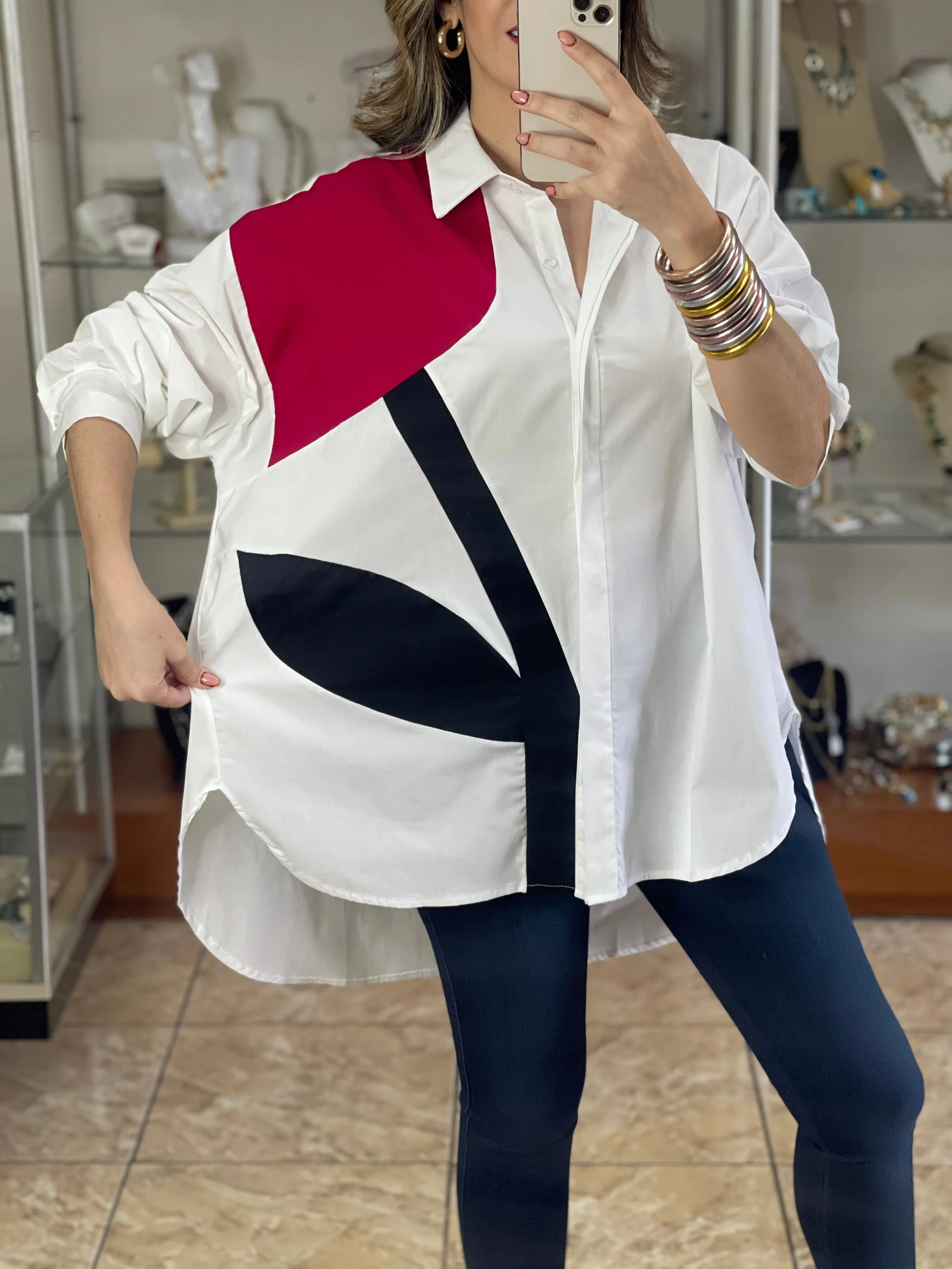 Big Flower OS Tunic Top