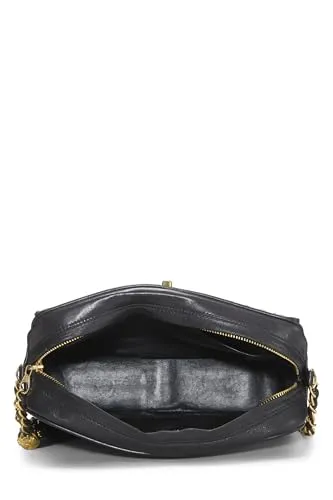 Chanel,  Black Lambskin Envelope Flap Camera Bag Medium, Black