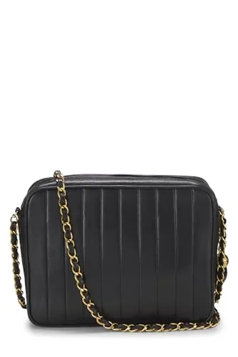 Chanel,  Black Lambskin Envelope Flap Camera Bag Medium, Black