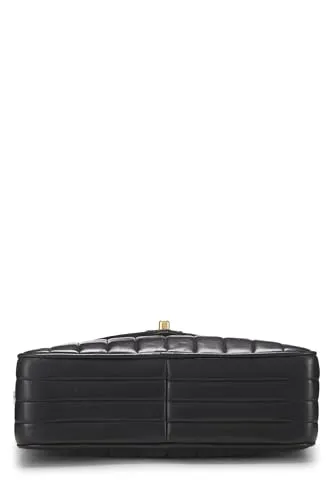 Chanel,  Black Lambskin Envelope Flap Camera Bag Medium, Black
