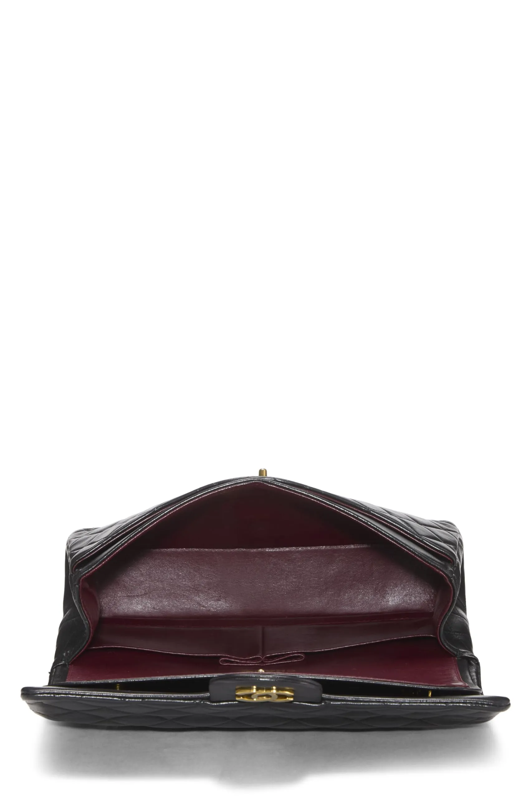 Chanel,  Black Quilted Lambskin Classic Double Flap Medium, Black
