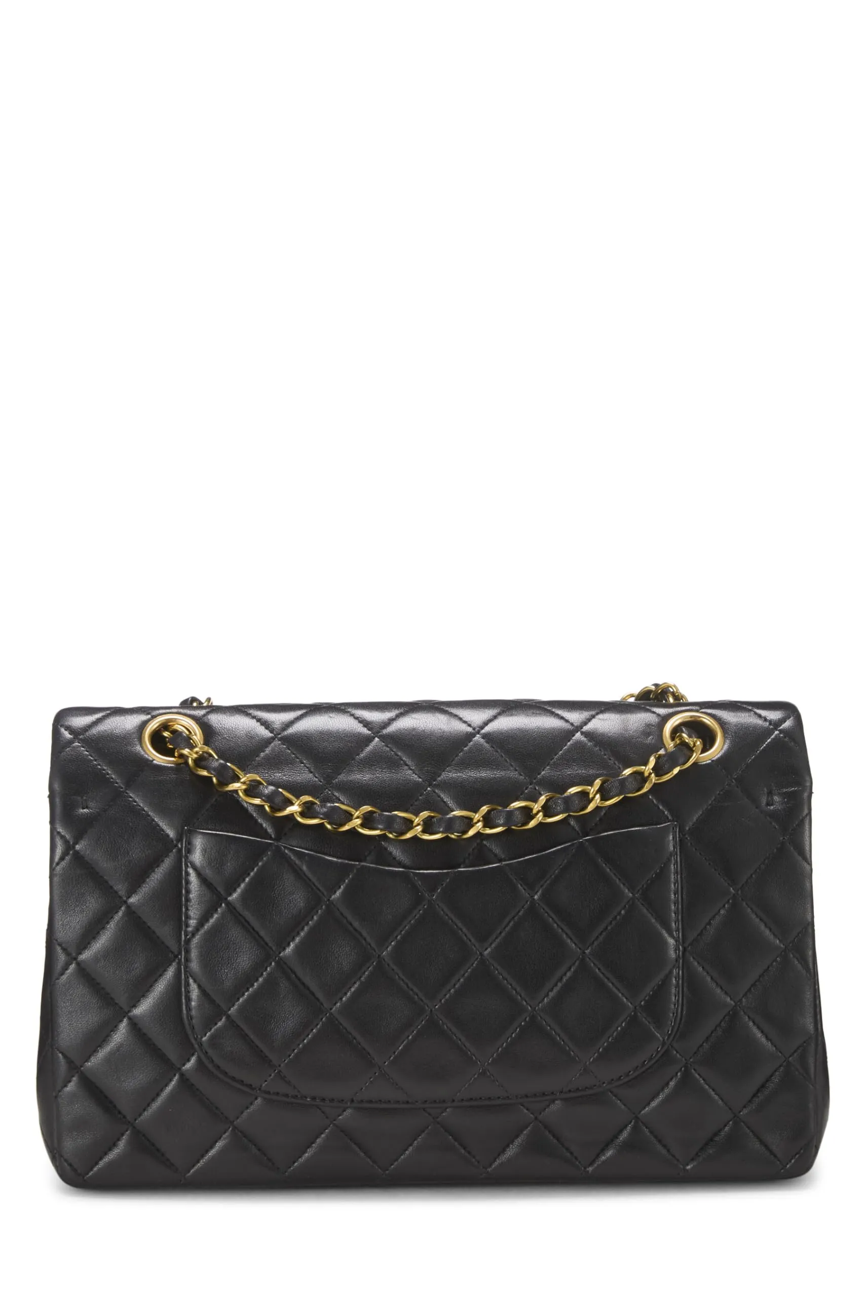 Chanel,  Black Quilted Lambskin Classic Double Flap Medium, Black