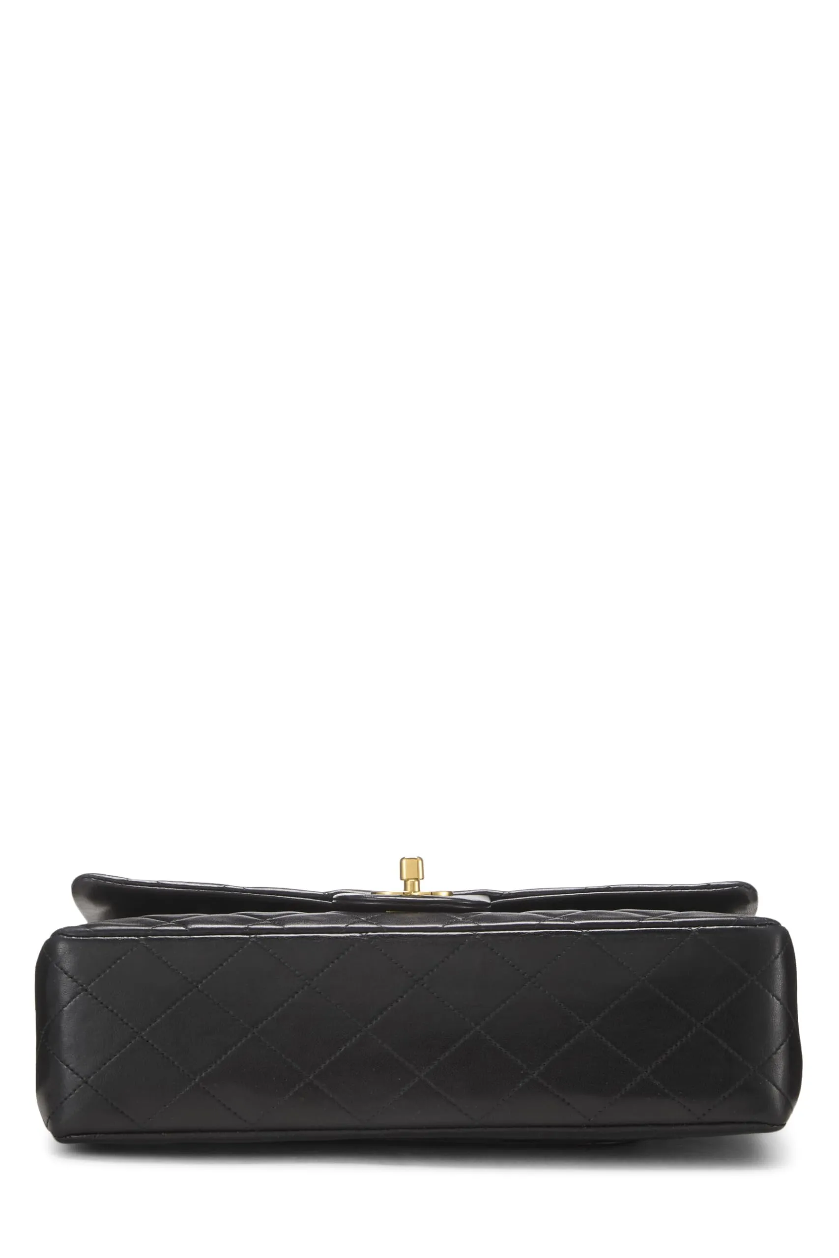 Chanel,  Black Quilted Lambskin Classic Double Flap Medium, Black