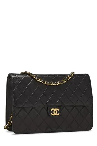 Chanel,  Black Quilted Lambskin Ex Flap Medium, Black