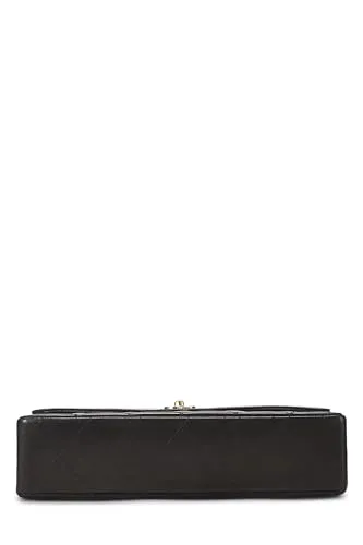 Chanel,  Black Quilted Lambskin Paris Limited Double Flap Jumbo, Black