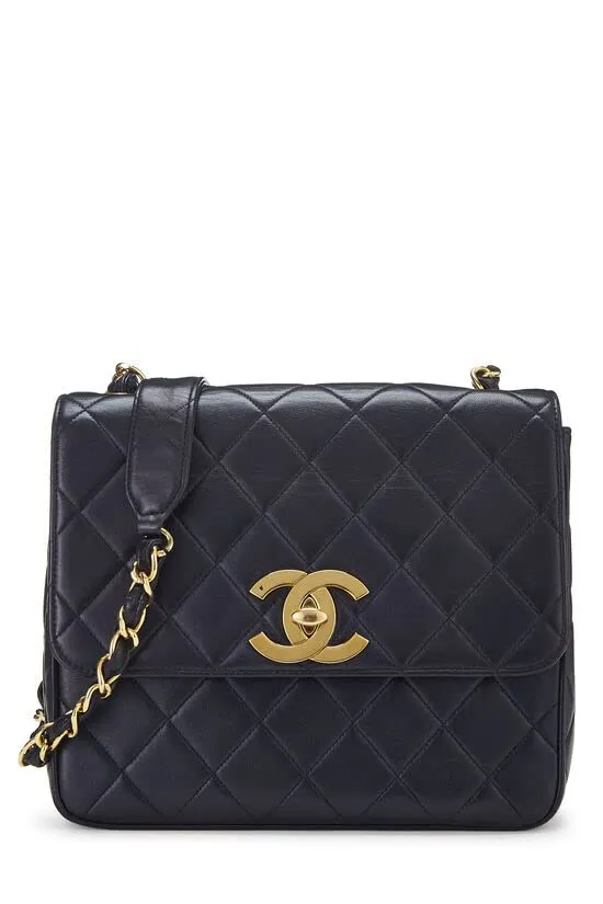 CHANEL,  Navy Quilted Lambskin Square Flap Medium, Navy
