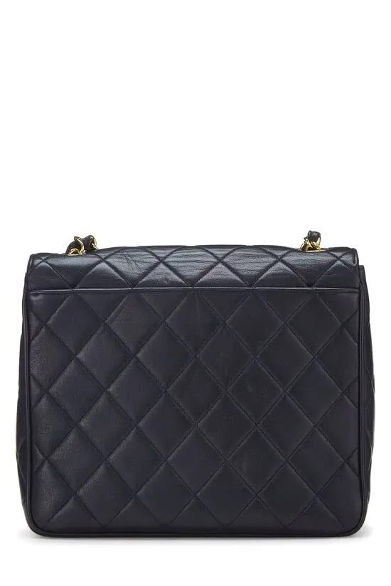 CHANEL,  Navy Quilted Lambskin Square Flap Medium, Navy