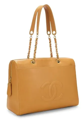 Chanel,  Orange Caviar Zip Tote, Orange
