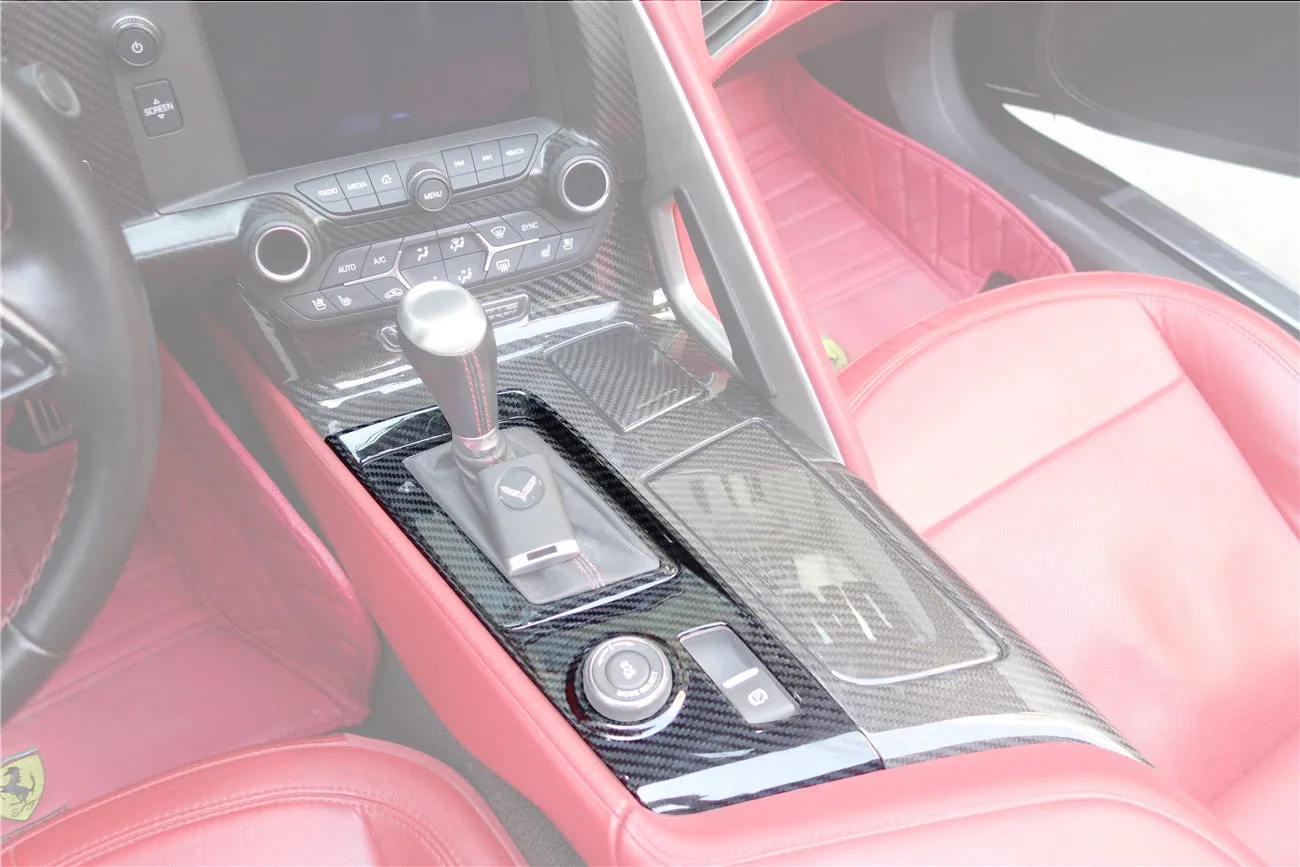 DarwinPRO 2013-2019 Corvette C7 Z06 Grandsport Dry Carbon Fiber Interior Automatic Manual Control Gear Shift Panel Cover Trim