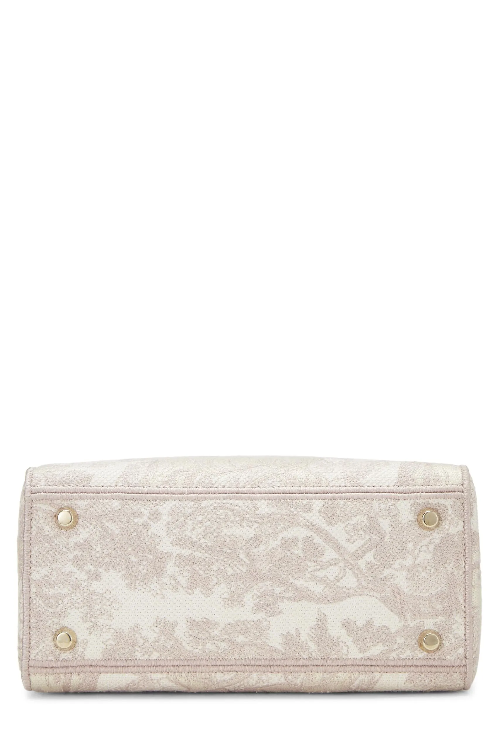 Dior,  Pink Embroidered Canvas Lady D-Lite Medium, Pink