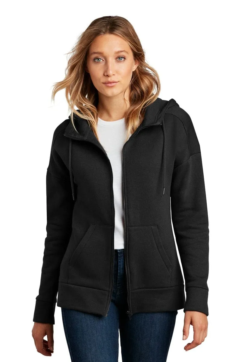 District DT1104: Women's Perfect Weight Fleece Drop Shoulder Full-Zip Hoodie