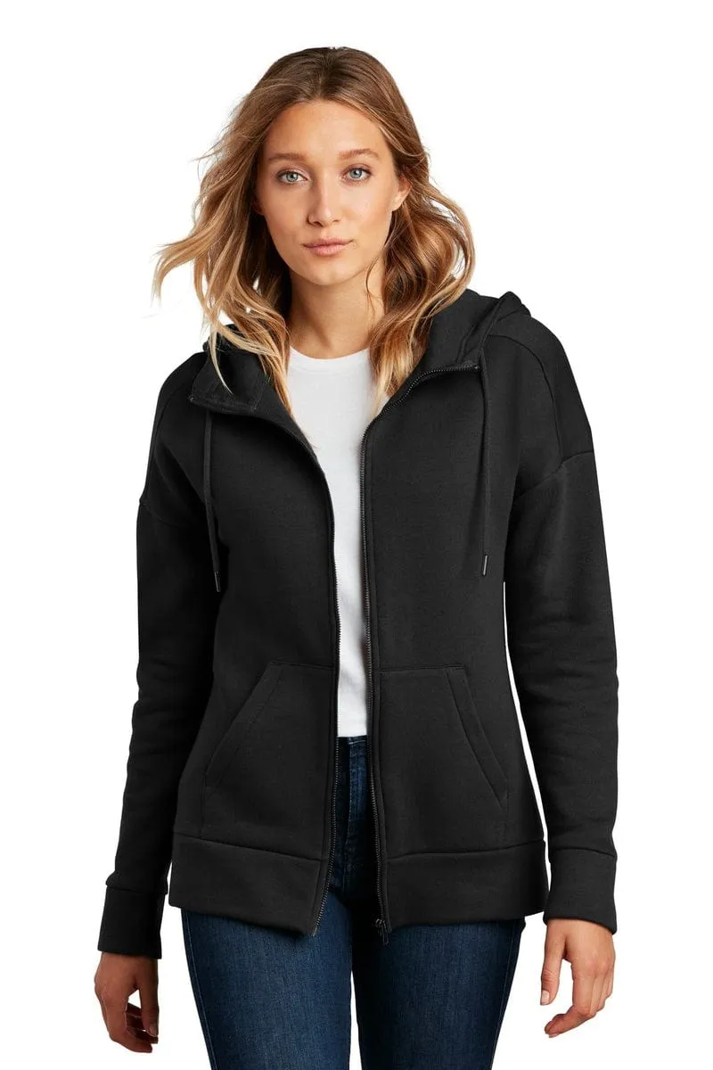 District DT1104: Women's Perfect Weight Fleece Drop Shoulder Full-Zip Hoodie