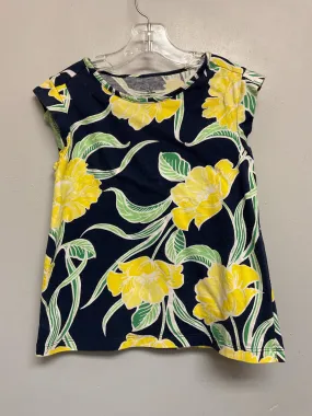 Gap Factory Size 6 Navy & Yellow Flowers Cotton Girls Tees/Polos/Tunics