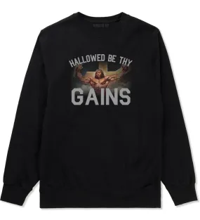 Hallowed Be Thy Gains Jesus Work Out Mens Crewneck Sweatshirt