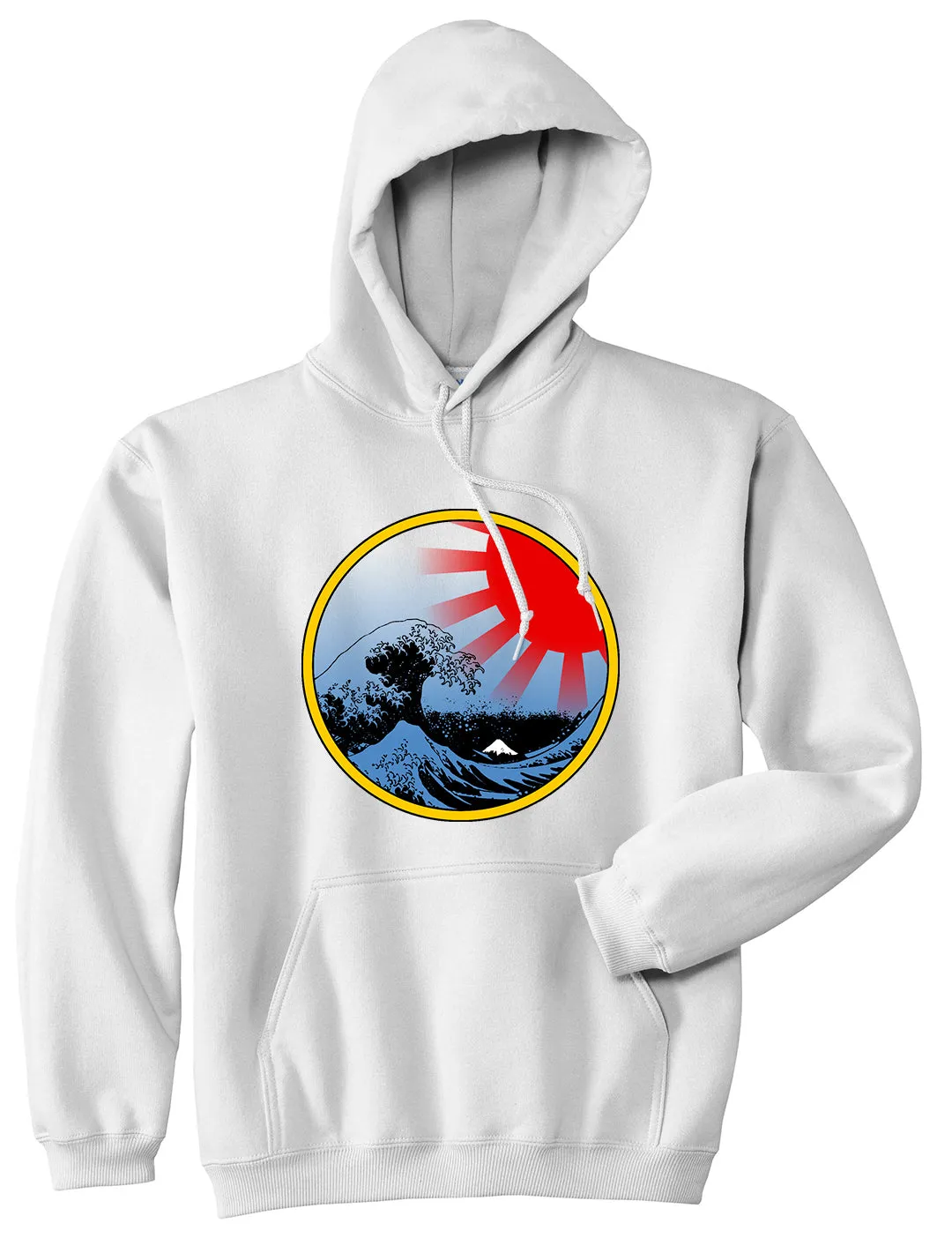 Japanese Wave Print Mens Pullover Hoodie