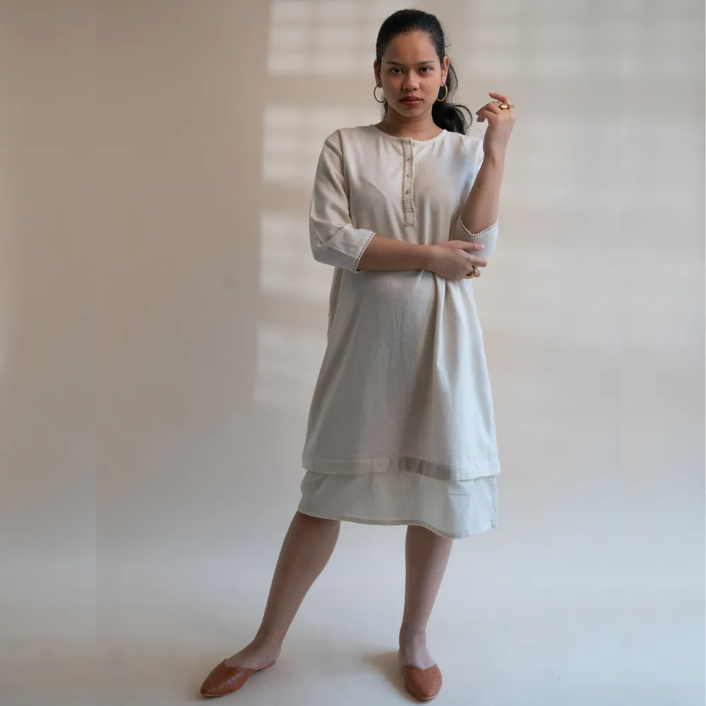 Layered Tunic Dress | Hand Crafted | Classic Ivory | Relaxed Elegance