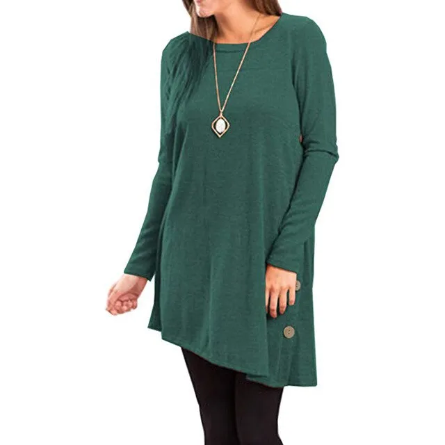 Loose Long Sleeve Solid Color Tops