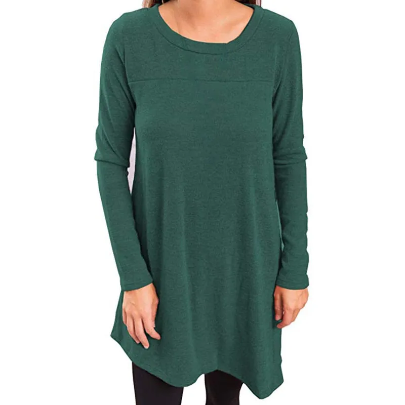 Loose Long Sleeve Solid Color Tops