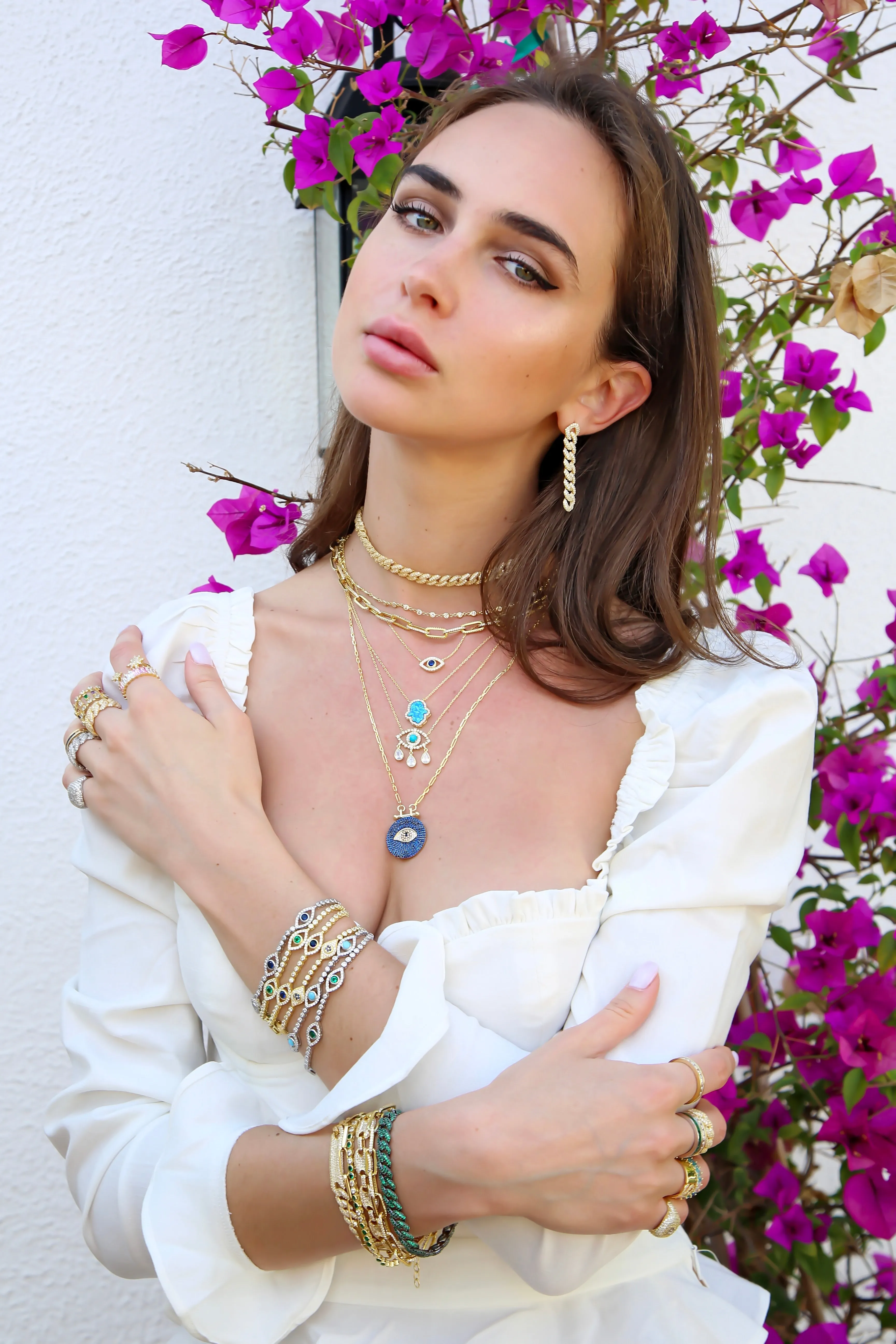 “Mallorca” Sterling silver gold plated eye necklace in green