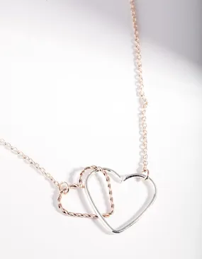 Mixed Metal Linked Heart Necklace