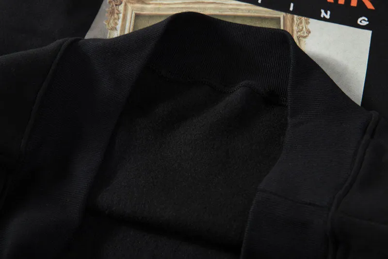 Mona Lisa Smoking Print Fleece Hoodie