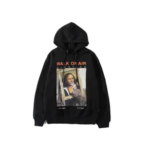 Mona Lisa Smoking Print Fleece Hoodie