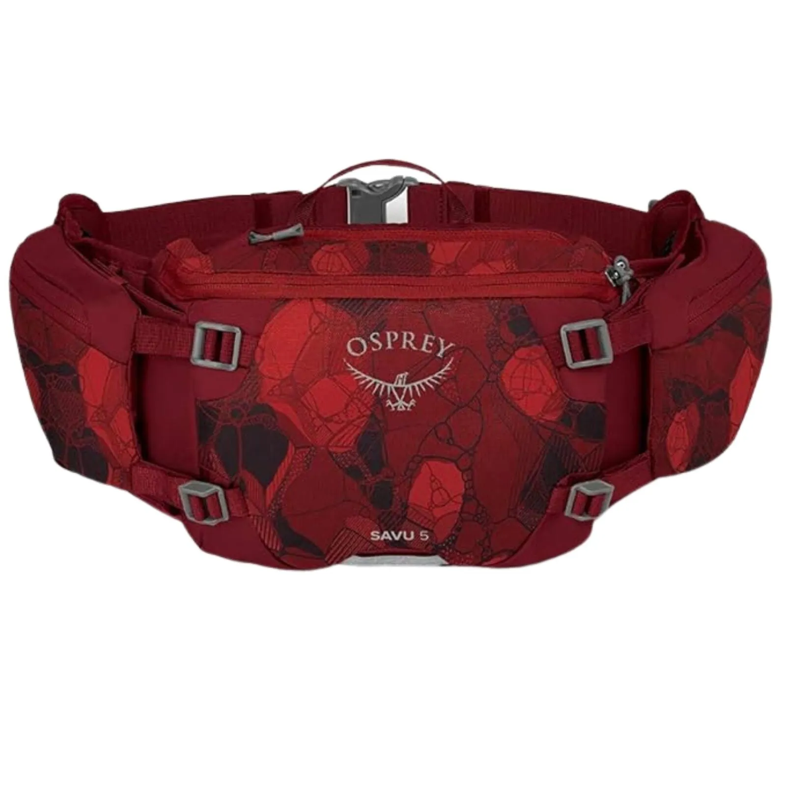 Osprey Savu 5L Lumbar Hydration Waist Pack – Claret Red – Dual Bottle Sleeves, AirScape Backpanel