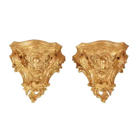 Pair of Massive Italian Gilt Brackets